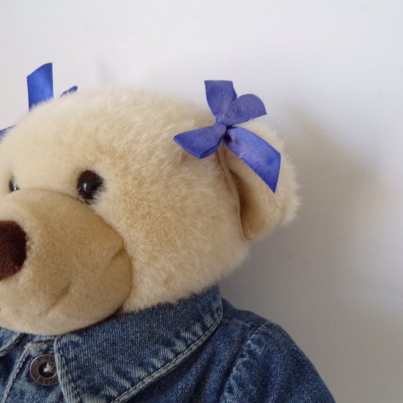 Build a Bear Workshop Bear with Jean Dress Roses and Bows  3041 - Picture 8 of 10
